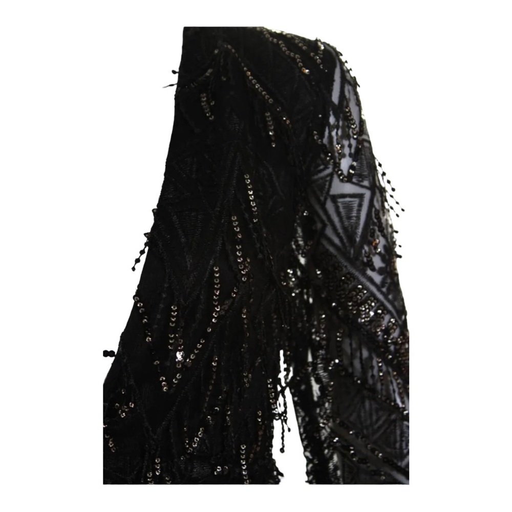 NWT BY THE WAY x Revolve Black Sequin Fringe Long Sleeve Mini Dress XL Cocktail - Picture 7 of 11